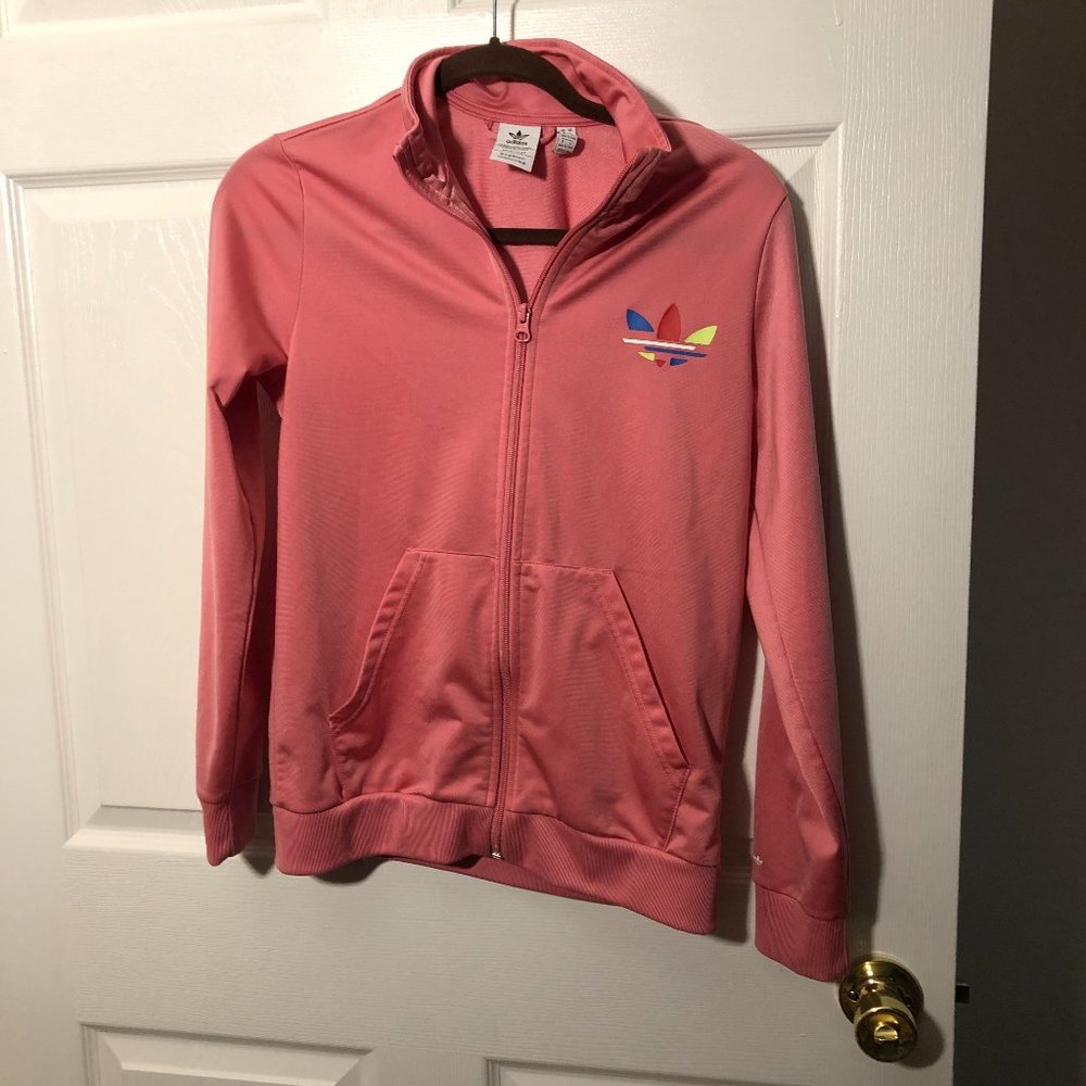 Adidas women Primeblue salmon pink track jacket, L
